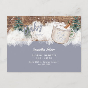Blue Hot Chocolate Rustic Baby It's Cold Shower Postcard