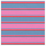 [ Thumbnail: Blue, Hot Pink, and Red Colored Lines Fabric ]