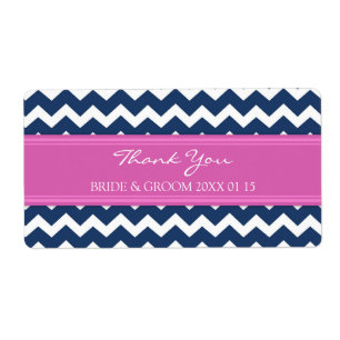 Blue Hot Pink Chevron Wedding Labels