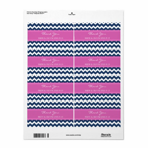 Blue Hot Pink Chevron Wedding Labels | Zazzle