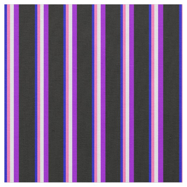Blue, Hot Pink, Lavender, Dark Violet, and Black Fabric (Close Up)