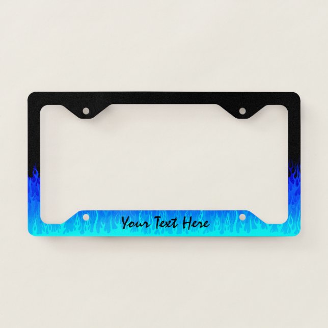 Blue Hot Rod Flames License Plate Frame (Front)