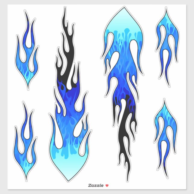 Blue Hot Rod Flames Sticker (Sheet)