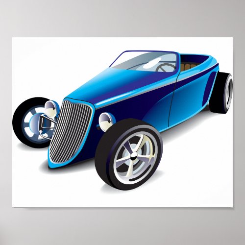 Blue Hot Rod Poster