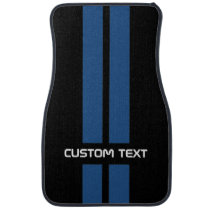 Blue Hot Rod Stripes Car Mats - with custom text Blue Hot Rod Stripes Car Mats - with custom text