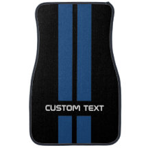 Blue Hot Rod Stripes Car Mats - with custom text