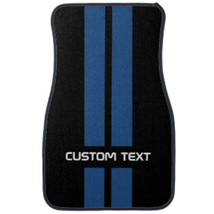 Blue Hot Rod Stripes Car Mats - with custom text
