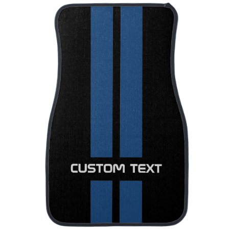 Blue Hot Rod Stripes Car Mats - With Custom Text