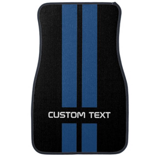 Blue Hot Rod Stripes Car Mats _ with custom text