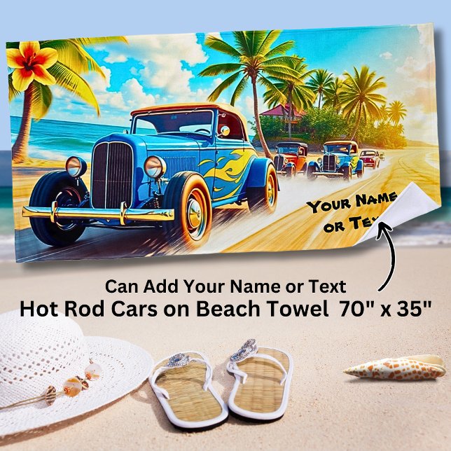 Blue Hot Rods on the Surf Beach for Car Lover  Towel (Creator Uploaded)