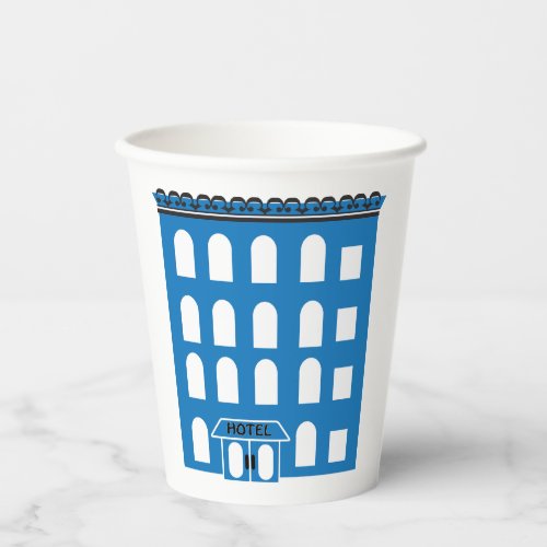 Blue Hotel Building Paper Cups