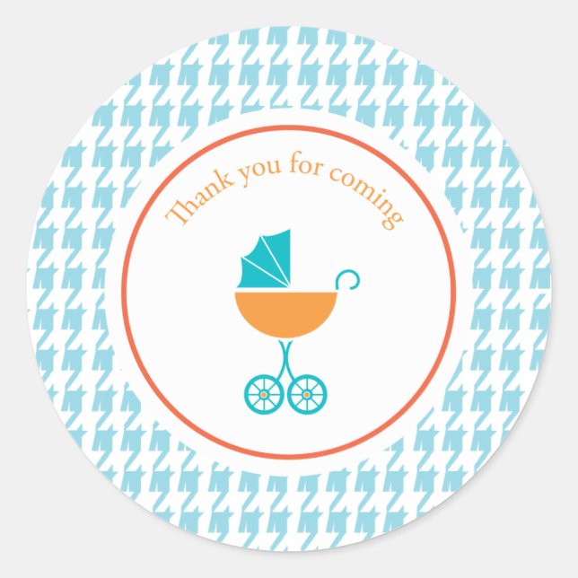 Blue Houndstooth and Carriage |  Favor Sticker (Front)