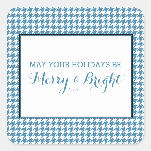 Blue Houndstooth Holiday Stickers (Front)