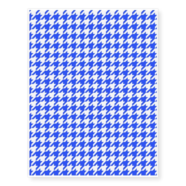 Blue Houndstooth Pattern Temporary Tattoos (Front)
