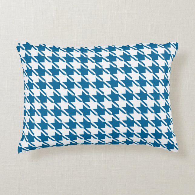 Blue Houndstooth Repeating Pattern Accent Pillow (Front)
