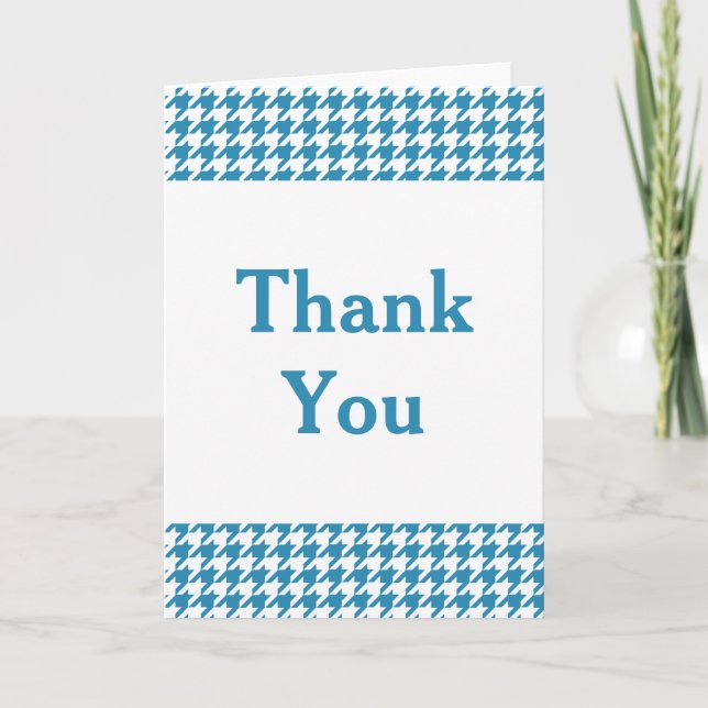 Blue Houndstooth Thank You Card (Front)