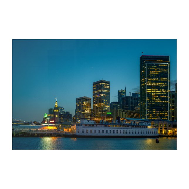 Blue Hour in the City Acrylic Print (Front)
