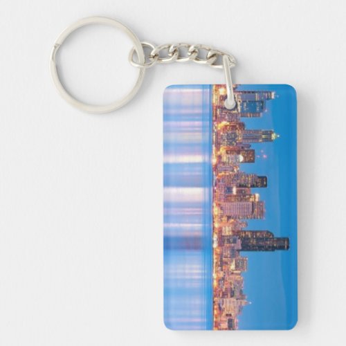 Blue hour view of downtown Seattle Keychain
