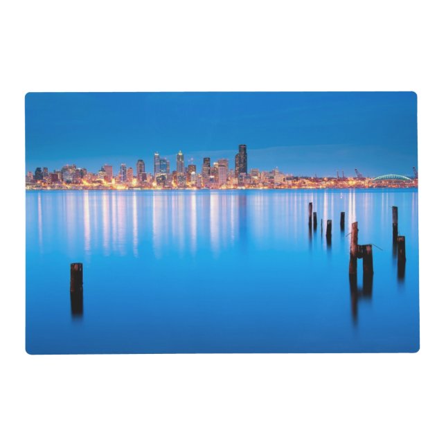 Blue hour view of downtown Seattle Placemat (Front)