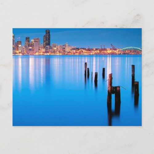 Blue hour view of downtown Seattle Postcard