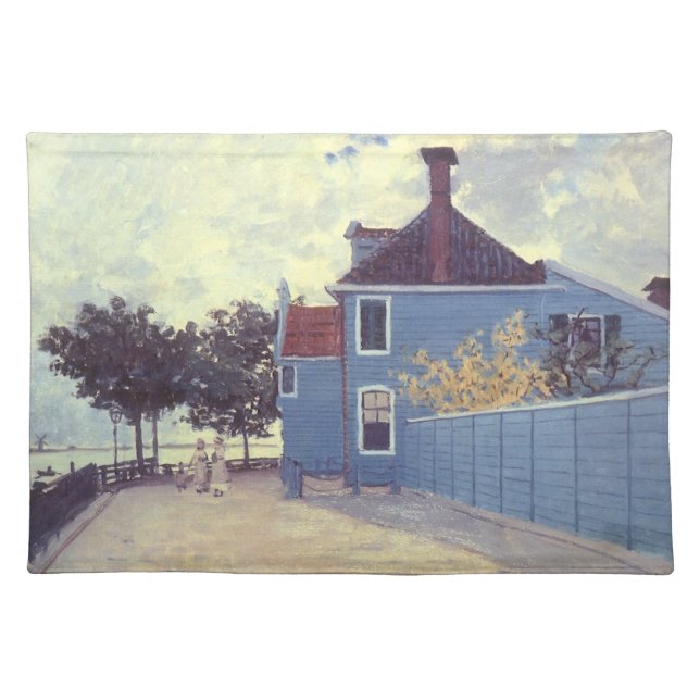 Blue House at Zaandam by Claude Monet Cloth Placemat (Front)