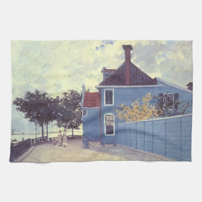 Blue House at Zaandam by Claude Monet Kitchen Towel (Horizontal)