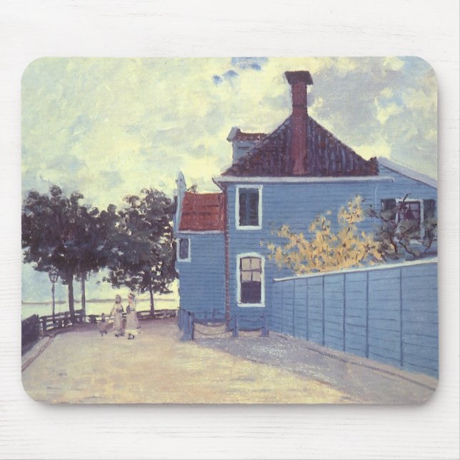 Blue House at Zaandam by Claude Monet Mouse Pad (Front)