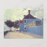 Blue House at Zaandam by Claude Monet Postcard<br><div class="desc">The Blue House at Zaandam (1871) by Claude Monet is a vintage impressionism fine art painting featuring a blue house. A family is walking down the street near the homes in a quiet neighborhood. The home was a fence and is on a tree lined street on a cloudy day in...</div>