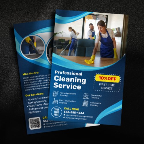 Blue House Cleaning Housekeeper Janitorial Maid Flyer