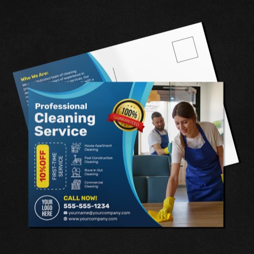 Blue House Cleaning Housekeeper Janitorial Maid Postcard