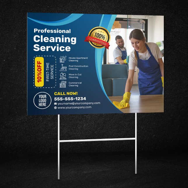 Blue House Cleaning Housekeeper Janitorial Maid Sign (Creator Uploaded)