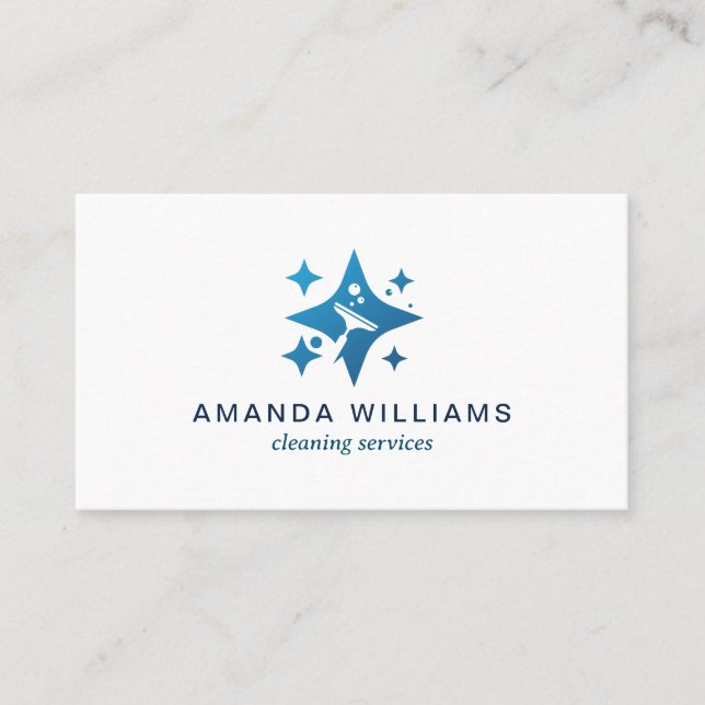 Blue House Cleaning Services Business Card (Front)