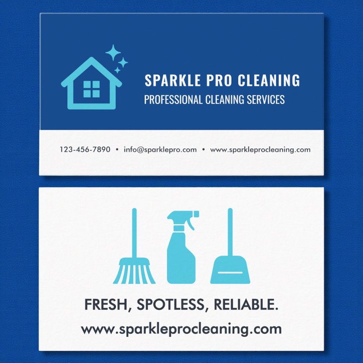 Blue House Cleaning Services Logo Modern Business Card