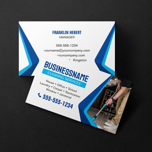 Blue House Cleaning Services Office Cleaning Maid Business Card