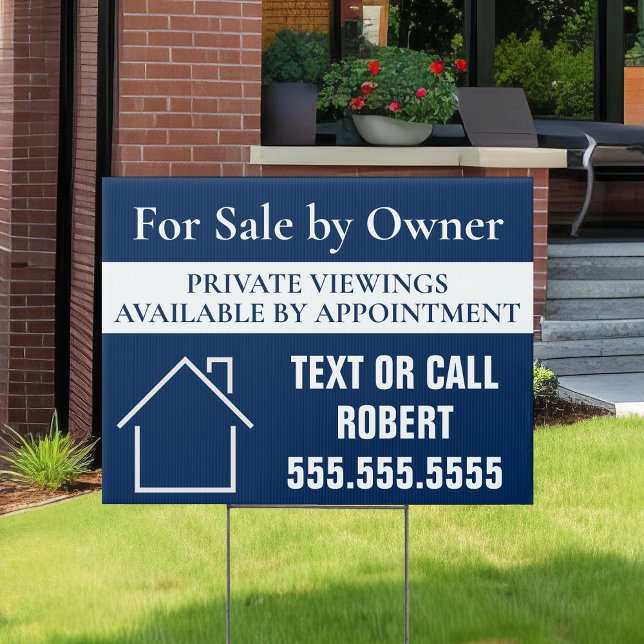 Blue House For Sale by Owner Customized Yard Sign (Creator Uploaded)