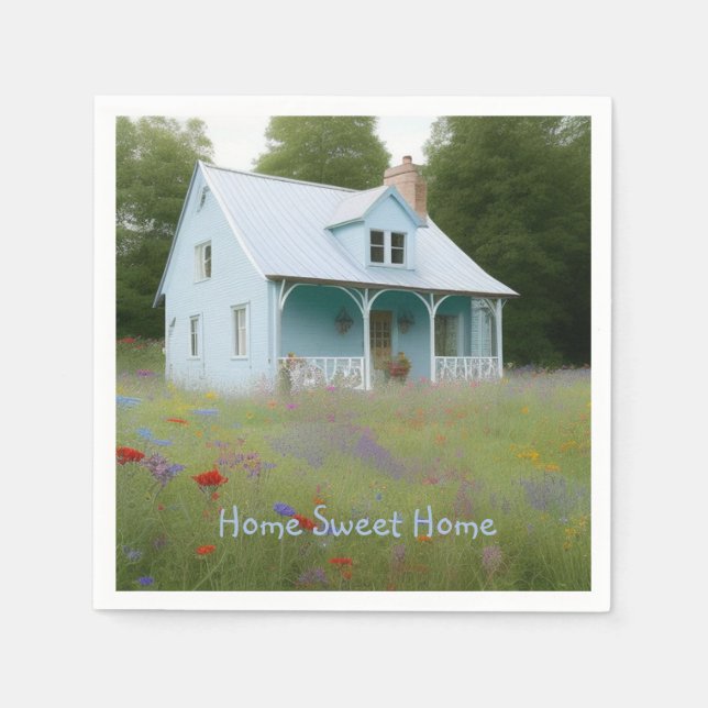 Blue House Housewarming Napkins (Front)