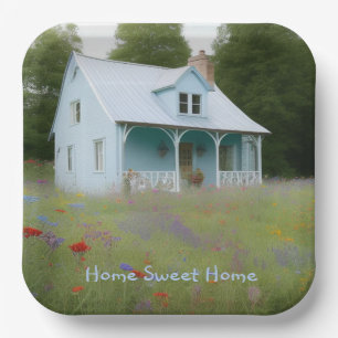 Blue House Housewarming Paper Plates