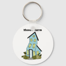 Blue House Keys Cute Keychain