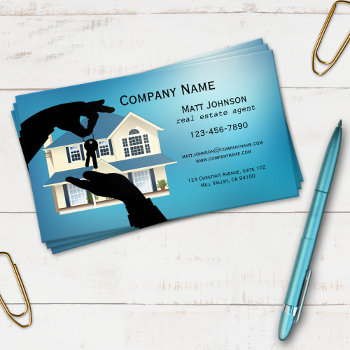 Blue House Keys Real Estate Business Card by sunnysites at Zazzle