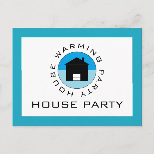 Blue House Logo Housewarming Party Invitation