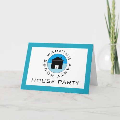 Blue House Logo Housewarming Party Invitation