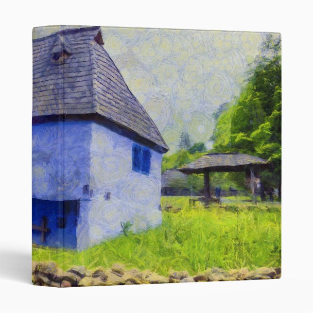 Blue house painting 3 ring binder (Front/Spine)