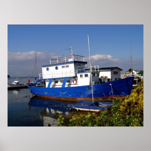 Blue houseboat Isle of Wight Poster