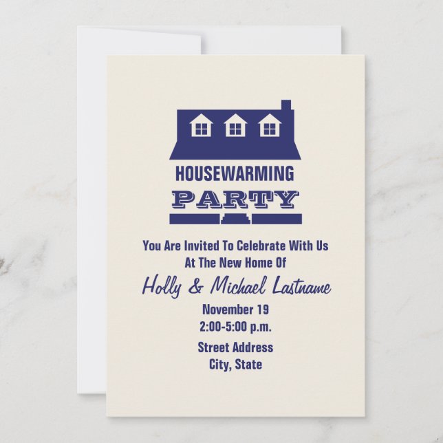 Blue Housewarming Party Invitation (Front)