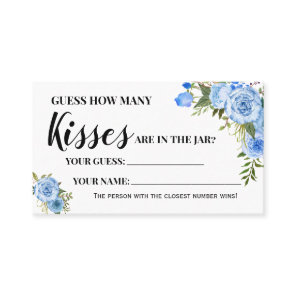 Blue How Many Kisses Bridal Shower Game Card