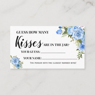 Blue How Many Kisses Bridal Shower Game Card