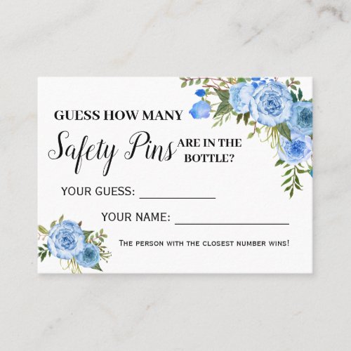Blue How many safety pins game bilingual card