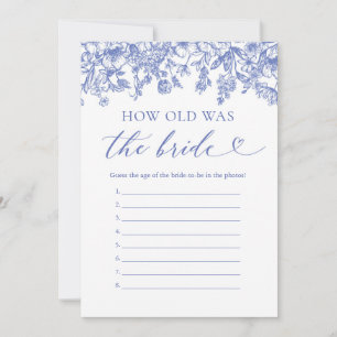 Blue How Old Was the Bride Bridal Shower Game Invitation
