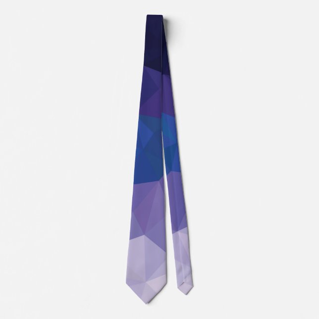 Blue hue polygonal design tie for men. (Front)