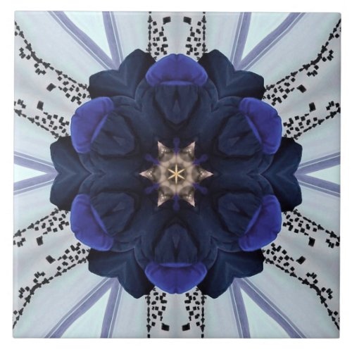 Blue Hues Kaleidoscope Ceramic Tile